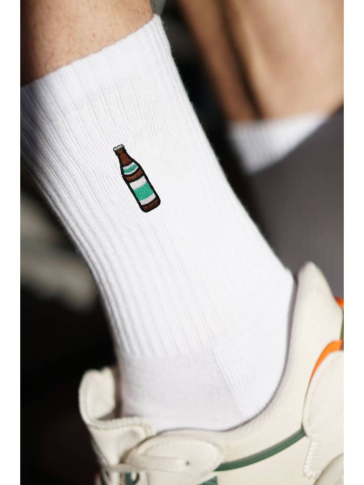 white Light | Embroidered organic cotton socks for wholesale on Faire7