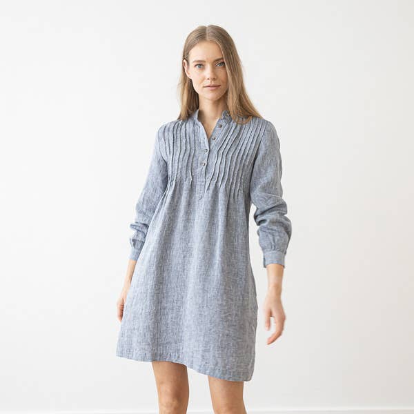 Linne Tunika Marinblå Melange Sofie för wholesale av LinenMe