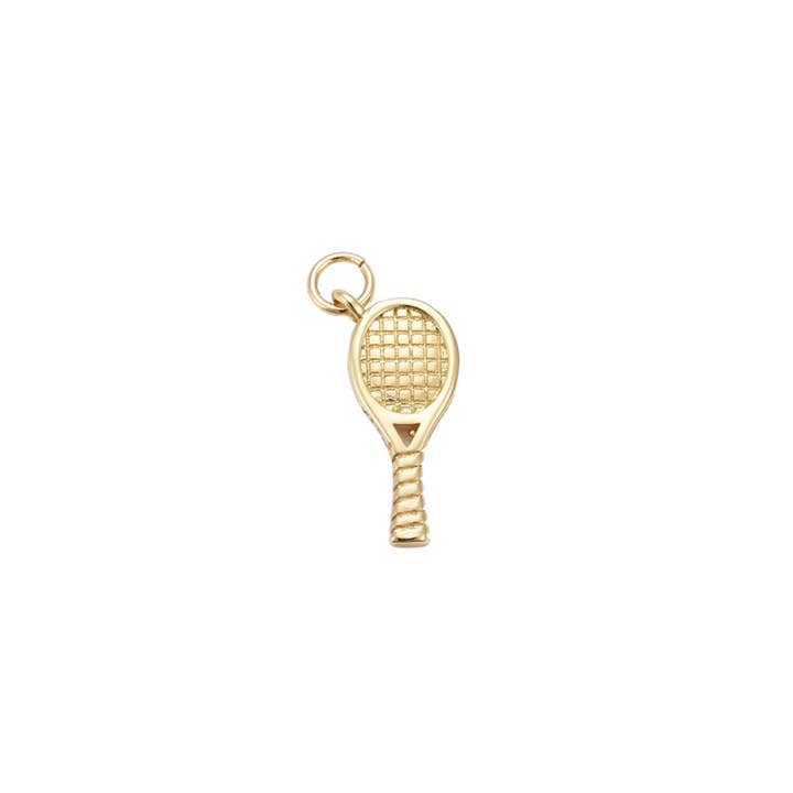 Gold Tennis Racket Charm for wholesale by The Charm Bar Company
