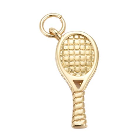 Gold Tennis Racket Charm for wholesale by The Charm Bar Company