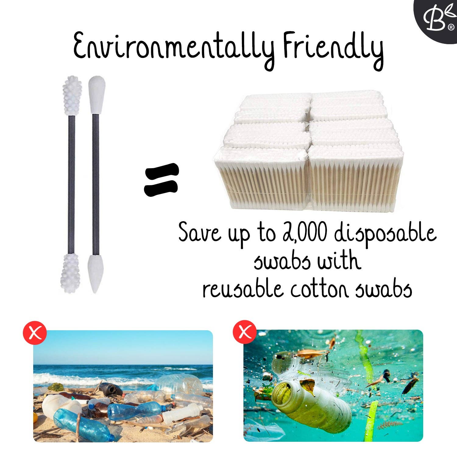 Bamboozy x Cosmeau - Vendita all'ingrosso Cotton fioc/Bastoncini cotonati - Set di 2 cotton fioc riutilizzabili con punte fisse10