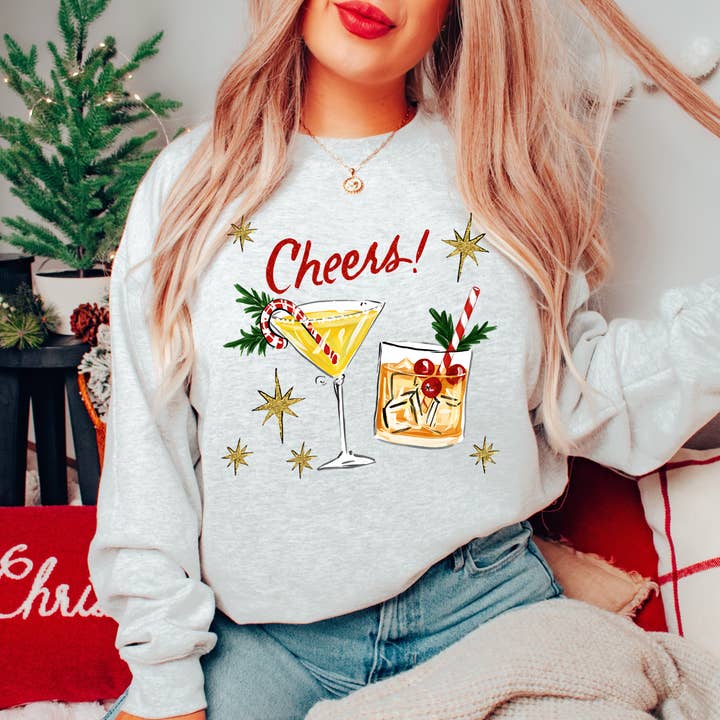 CHEERS HOLIDAY CREWNECK TRÖJA för wholesale av Haverly and Co.