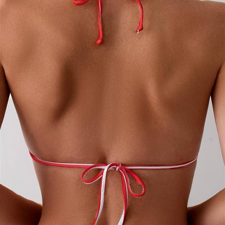 red Stars and Stripes Lace-Up Triangle Bag Two-Piece Swimsuit for wholesale on Faire3
