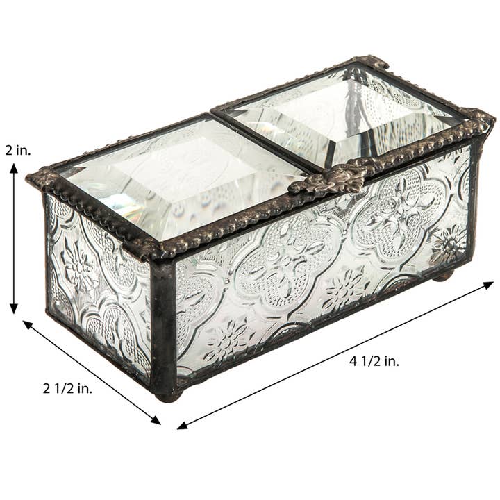 J Devlin Glass Art & Bert Anderson Collection - Wholesale Decorative Box - Clear Vintage Stained Glass Keepsake Decorative Box 294