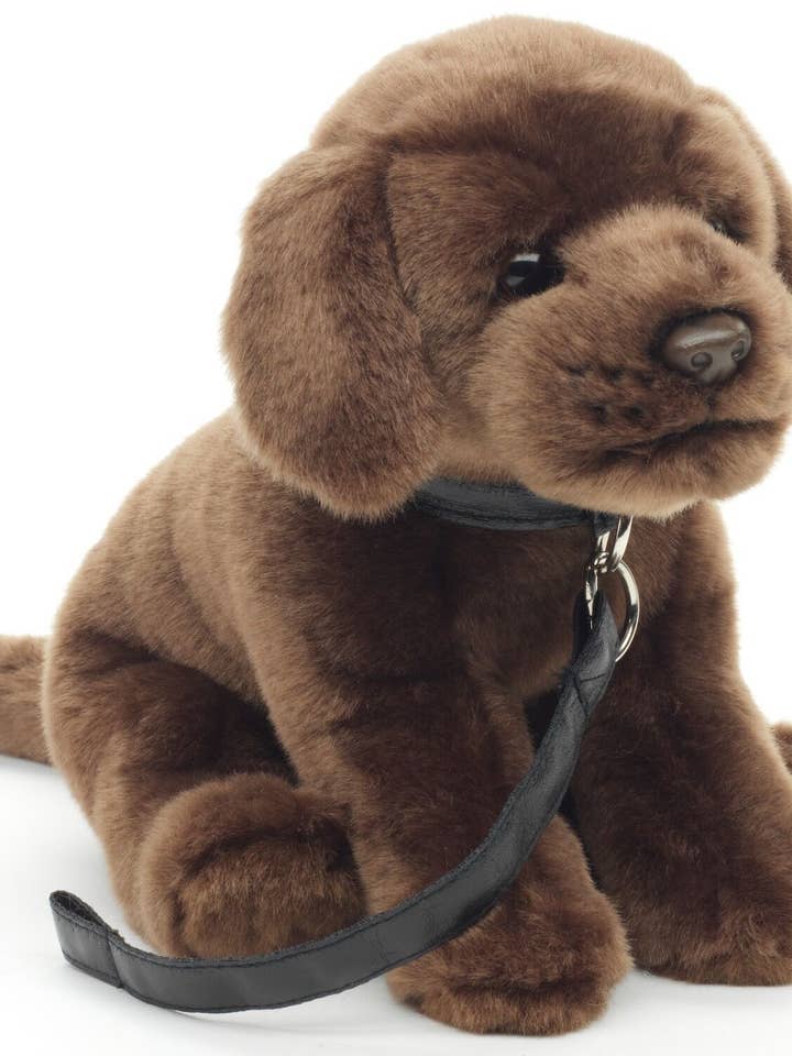 Chiot labrador (marron) - avec laisse - doudouille/peluche pour la vente par Uni Toys