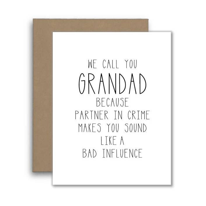Grandad Partner In Crime Influence Card for wholesale by North Star Rustics Greetings