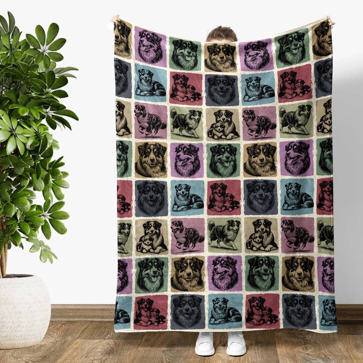 Vivtrek - Wholesale Throw Blanket - Vintage Dog Blanket, Retro Cozy Puppy Lover Throw0