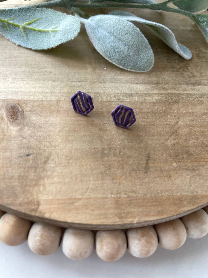 Tiger Stripe Hexagon Stud for wholesale by Brittany Ray Designs
