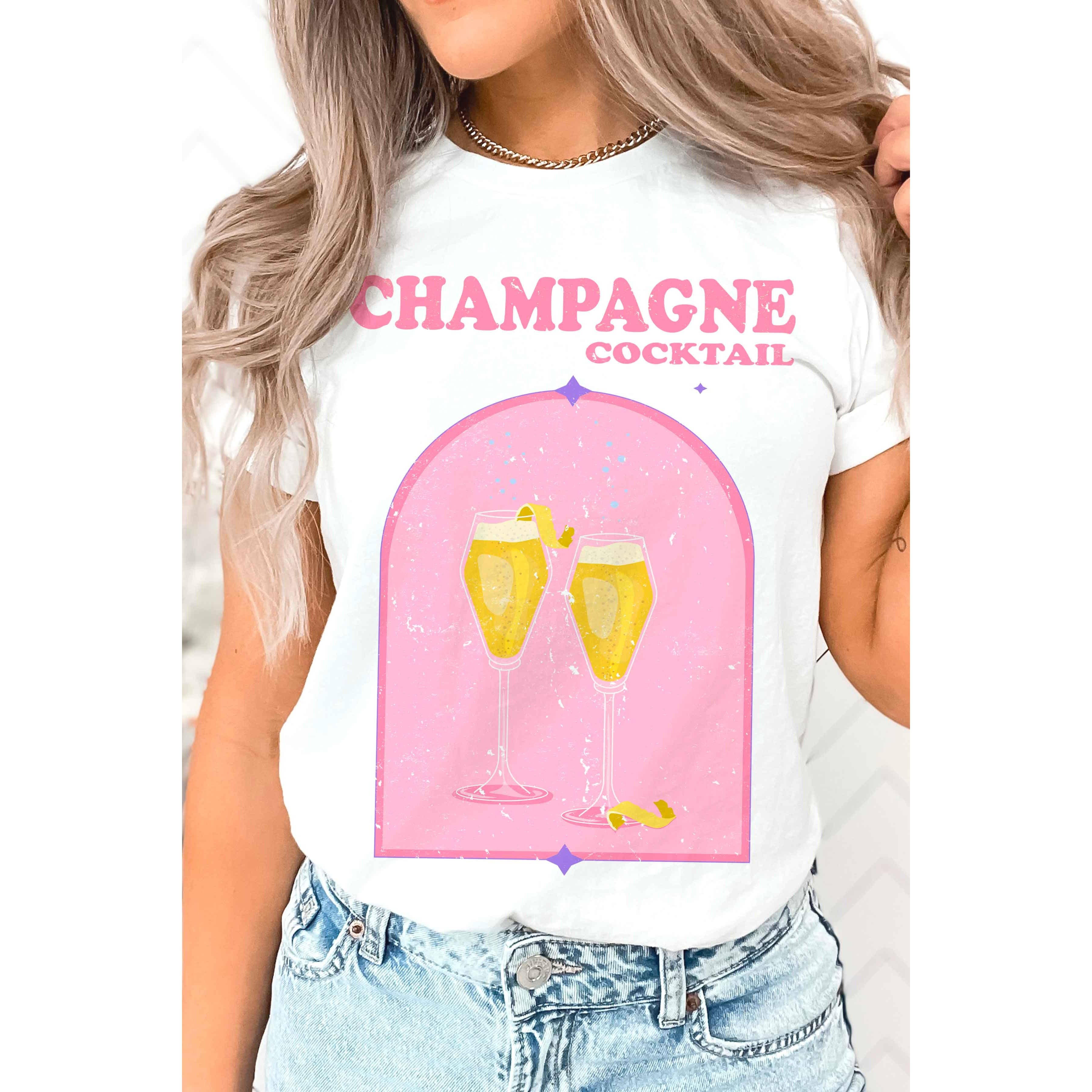 BLUME & CO. - Vente T-shirt sérigraphié – femme - T-shirt graphique CHAMPAGNE COCKTAIL1
