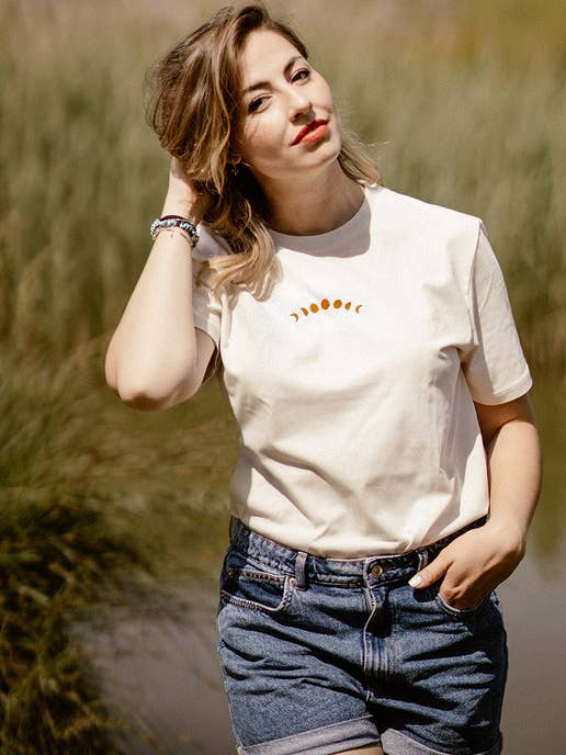 Embroidered moon phases shirt for wholesale by Prettysucks