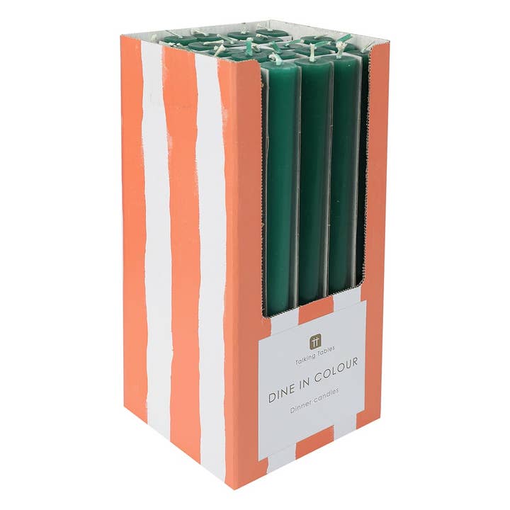 Green Dinner Candles - POS Unit for wholesale by Talking Tables USA