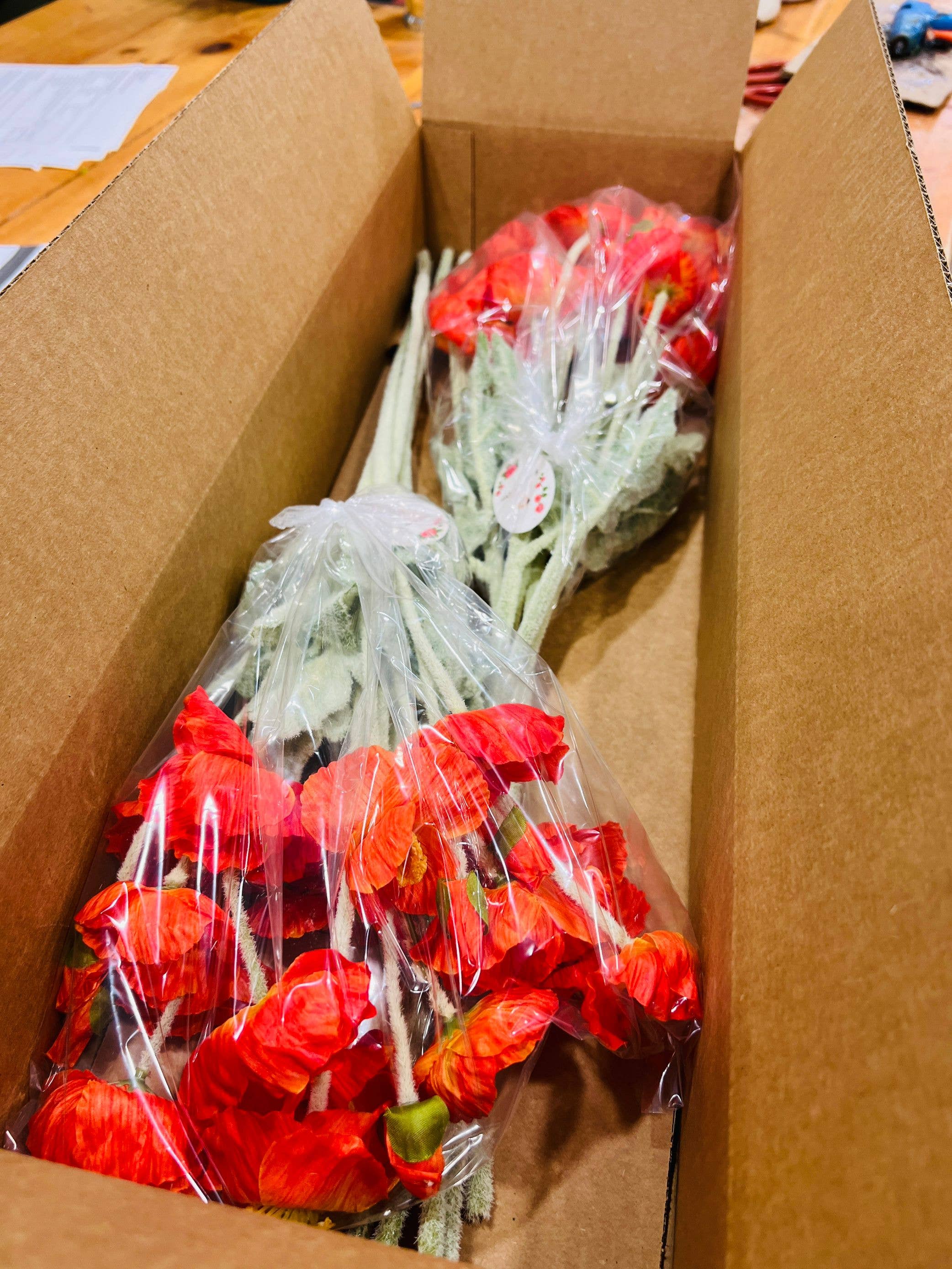 Sweet Home Deco - Wholesale Artificial Flowers - 22'' Single Flocked Floral Poppy Spay, Colorful Silk Poppies8