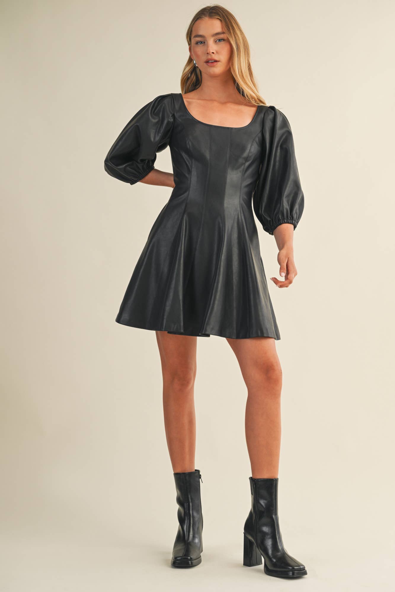 Mustard Seed - Wholesale Dress - Women's - PUFF SLEEVE FLARE DRESS5