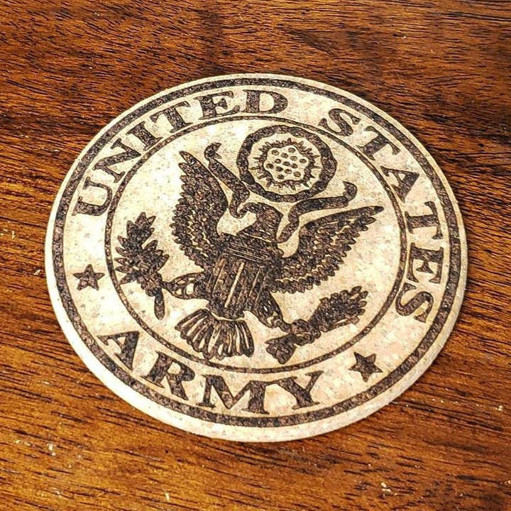 United States Army Cork Coaster - INDIVIDUAL COASTER for wholesale by LeRoy Woodworks