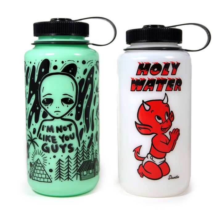 Stuntin Goods - Wholesale Water Bottle - Glow in the Dark Alien 32 oz Nalgene Water Bottle10