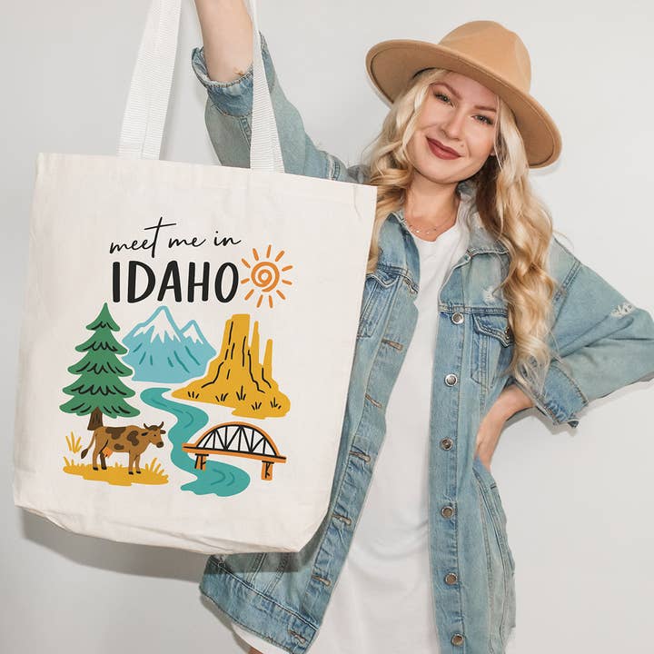 Meet Me In Idaho Tote Bag for wholesale by Lucky Luna Apparel
