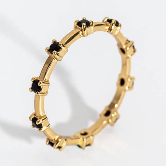 Anel Empilhável Preto e Dourado com Tachas por atacado de Claire Hill Designs