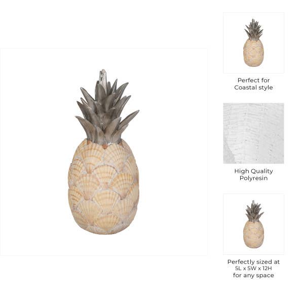 Sagebrook Home - Wholesale Decorative Tabletop Object - Polyresin Seashell Pineapple Decor Sculpture - Multi, 12 in.2
