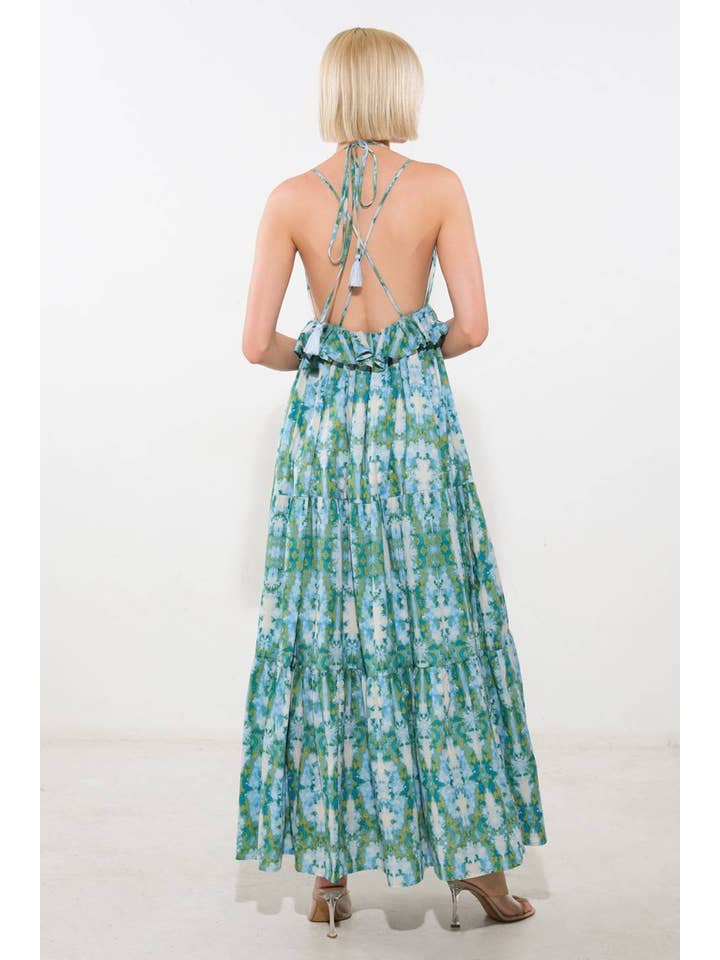 BLUE MULTI A printed woven maxi dress - FD1187 for wholesale on Faire1