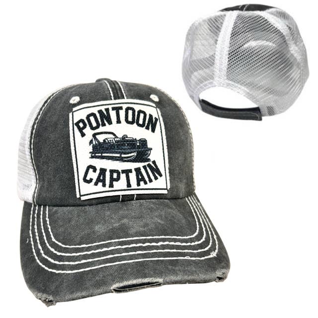 PONTOON CAPTAIN | UNISEX HAT | DISTRESSED for wholesale by dkhandmade