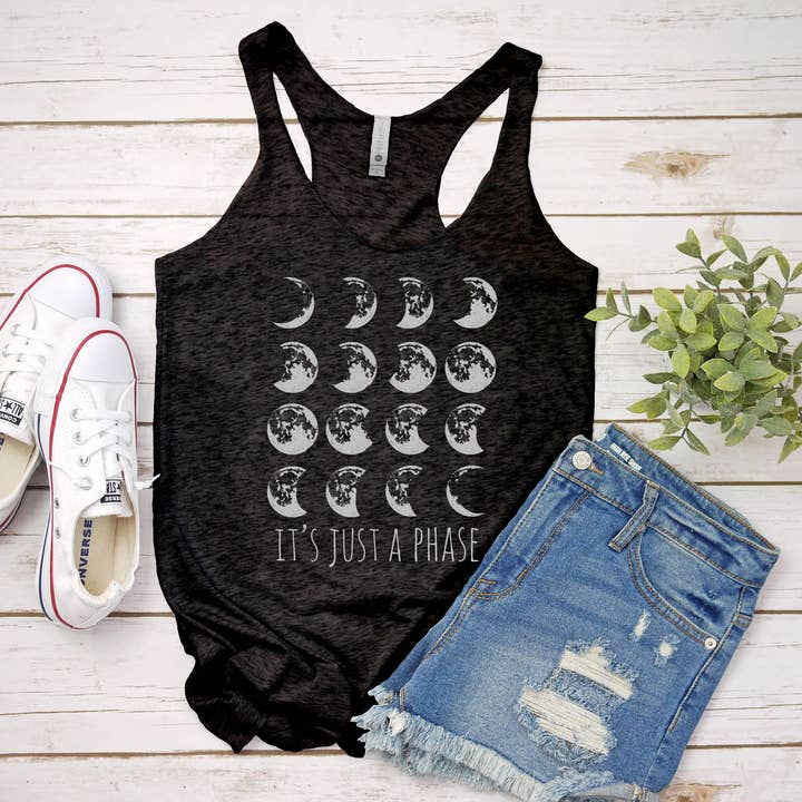 It's Just A Phase - Women's Tank Top - Moon, Boho for wholesale by Moonlight Makers