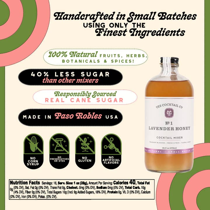 Yes Cocktail Co - Wholesale Cocktail Mix/Syrup - Lavender Honey Cocktail Mixer3