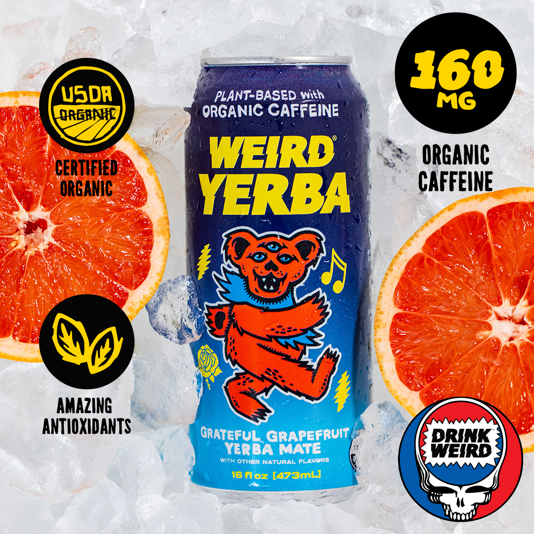 Weird Beverages - Wholesale Sports/Energy Drink - Organic Grateful Grapefruit Yerba Mate 12pk of 16oz Cans2