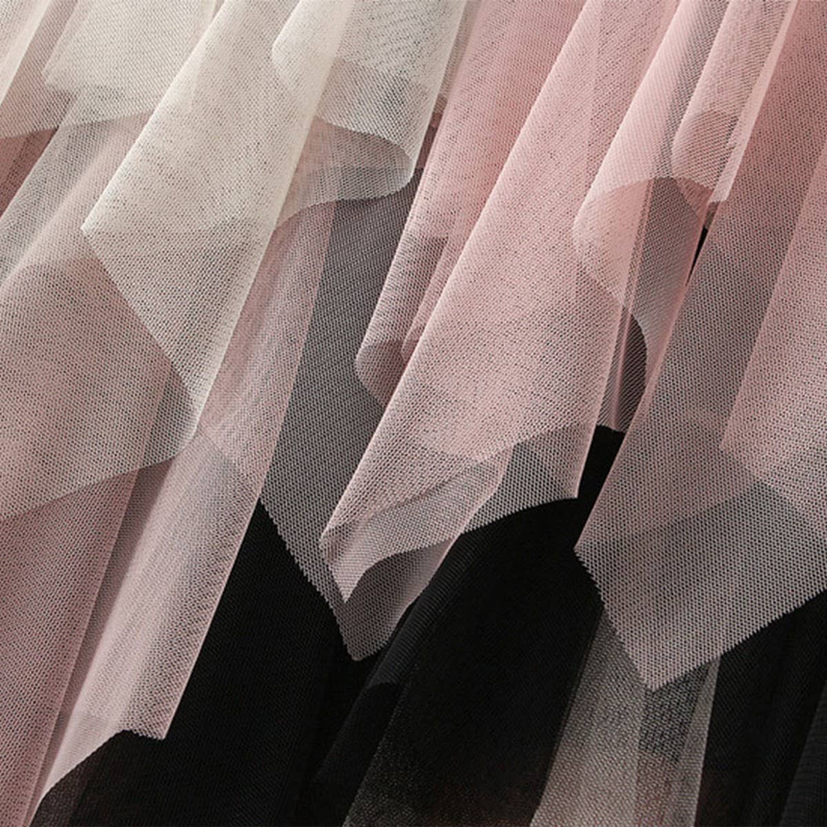 ACCITY - Wholesale Skirt - Women's - Colorblock Layered Tulle Irregular Midi Skirt_CWBMS03855