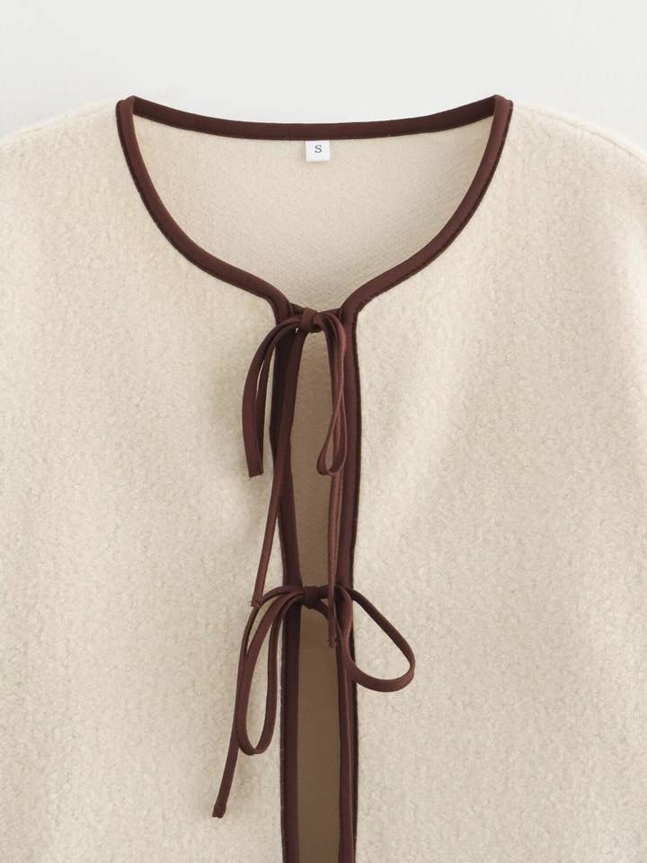 As Pictured Color 2025 Womens Fashion Fleece Jacket with LaceUp Trim for wholesale on Faire1