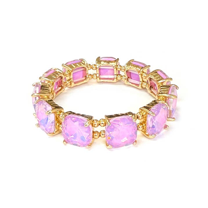 StarryNYC - Vendita all'ingrosso Braccialetto con ciondolo/pendente - Bracciale elasticizzato con cristalli in vetro tagliato a cuscino21