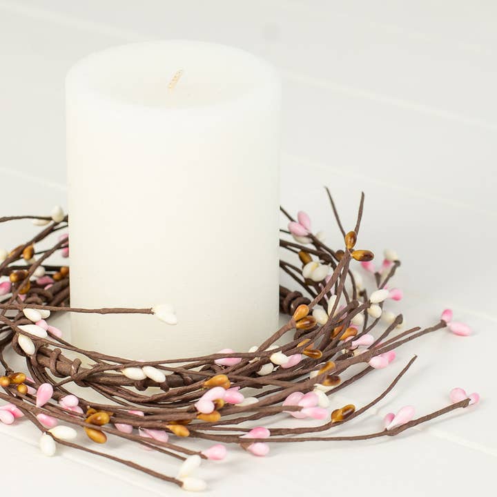 7" Pip Berry Candle Ring or Small Wreath - Select Color for wholesale by Factory Direct Craft