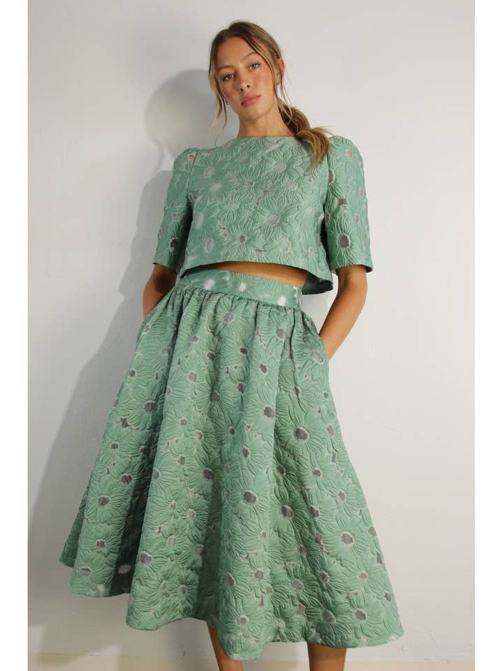 3D Bloemen cropped top en rok set voor wholesale door Mulla