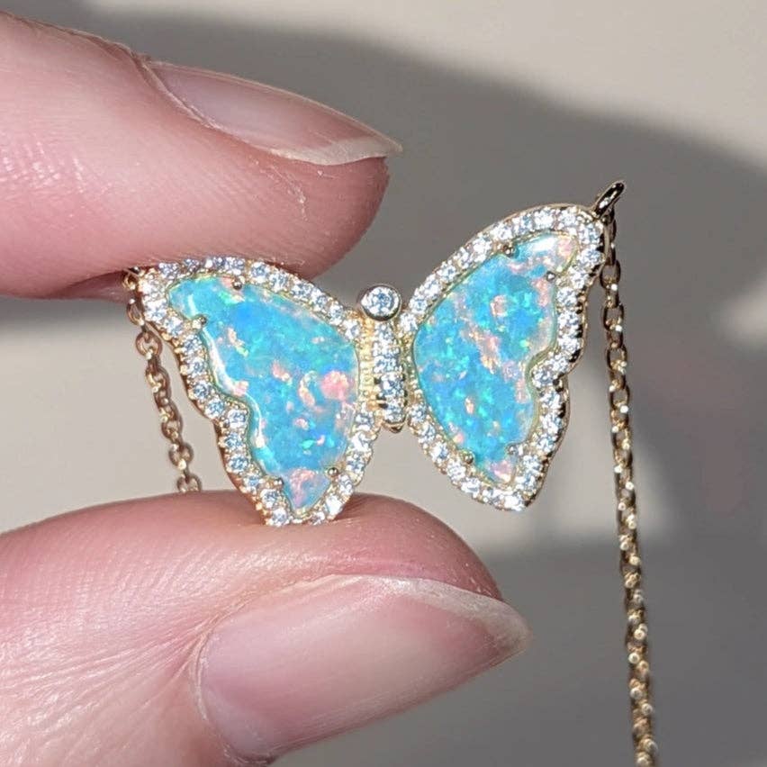 Kamaria Jewelry - Wholesale Pendant/Charm Necklace - Opal Butterfly Necklace With Crystals18