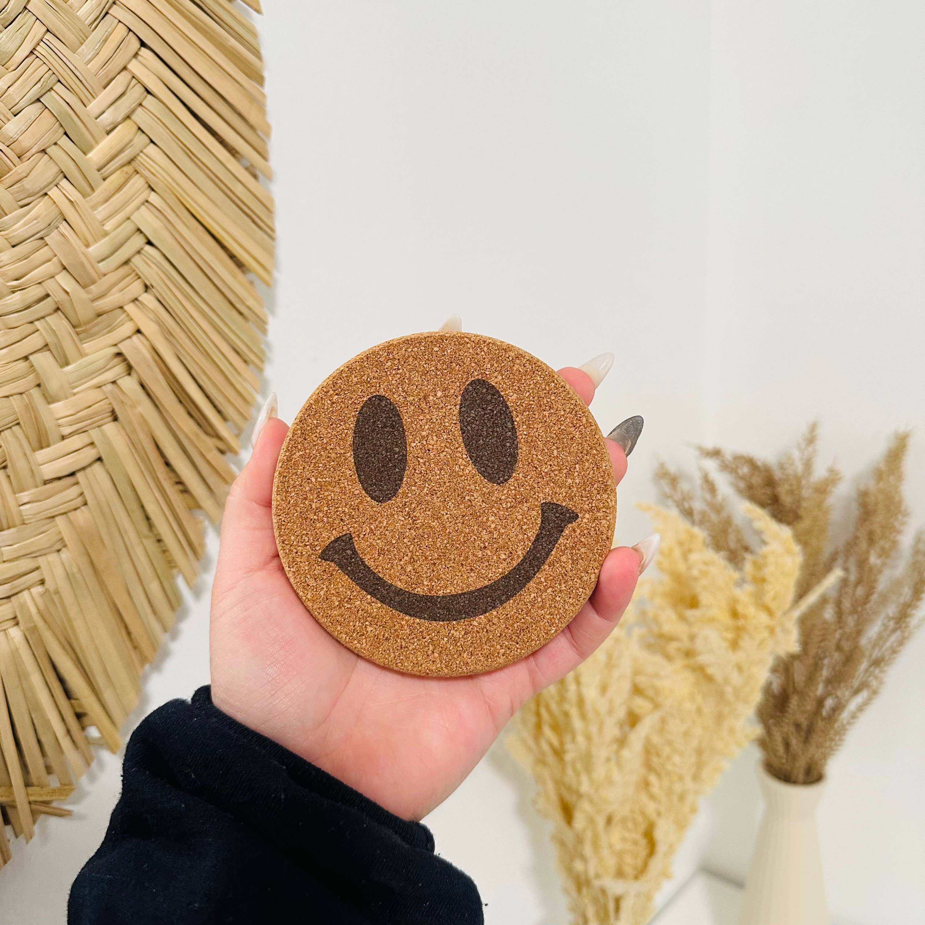 KuriArt Designs – wholesale Coasters – Drink Cork Coaster | Coffee Coaster | Smiley Face Coaster3