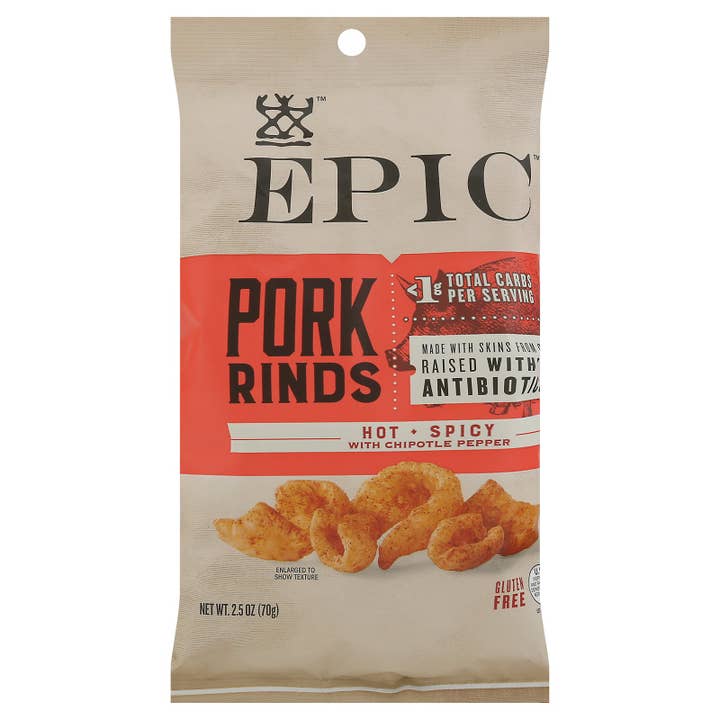 Epic - Pork Rinds Hot & Spicy - CS of 12-2.5 OZ for wholesale by Everyday Supply Co
