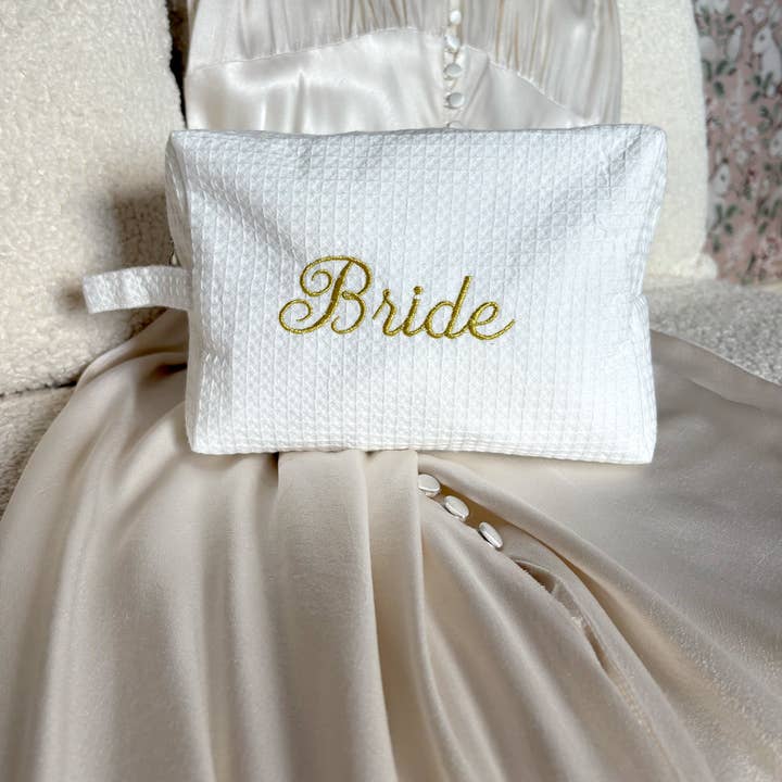 Borsa trucco a nido d'ape bianca da sposa per la vendita all'ingrosso da parte di LillyLoves LTD