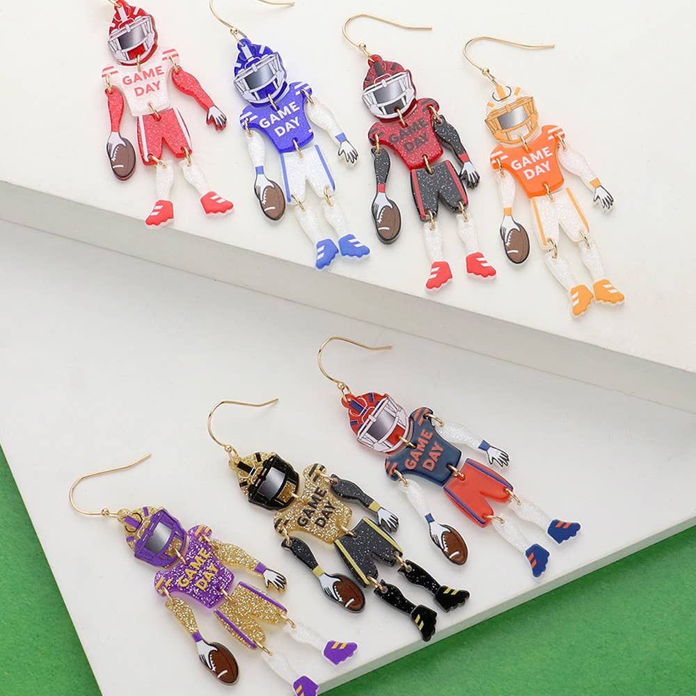 Sensibling Corp. – wholesale Dangle earrings – Resin GAME DAY Football Player Dangle Earrings22