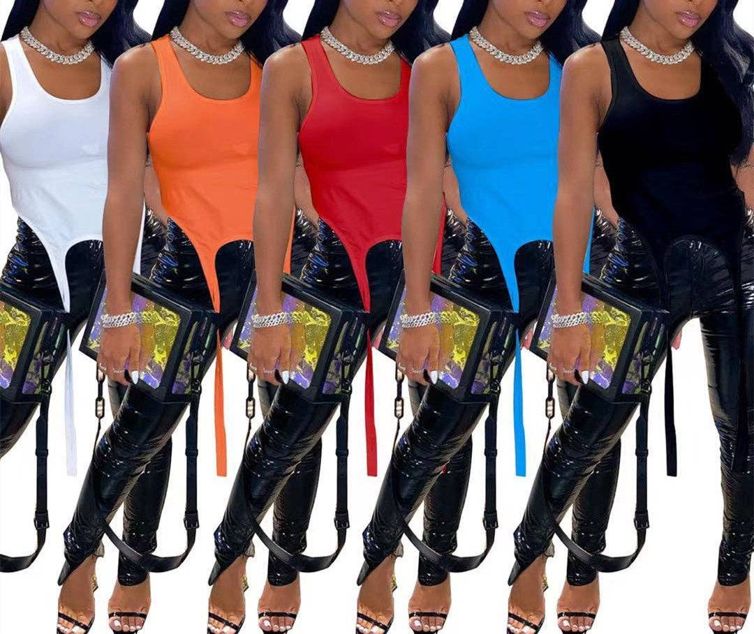 MB Fashion Wholesale - Wholesale Tank Top - Women's - MB FASHION Sleeveless Cut-Out High-Cut Tank Top 5021R3