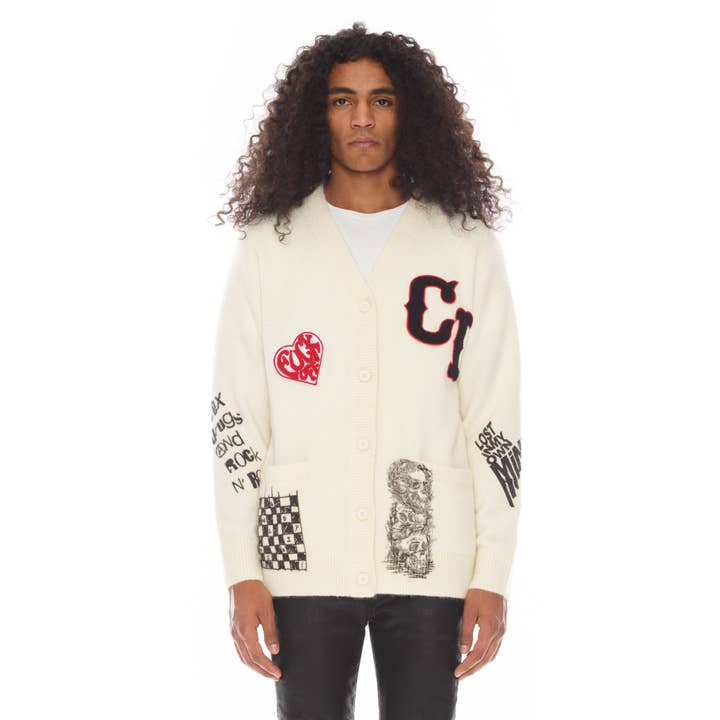 COLLEGIALE TRUI MET VEST IN WINTERWIT voor wholesale door Cult of Individuality