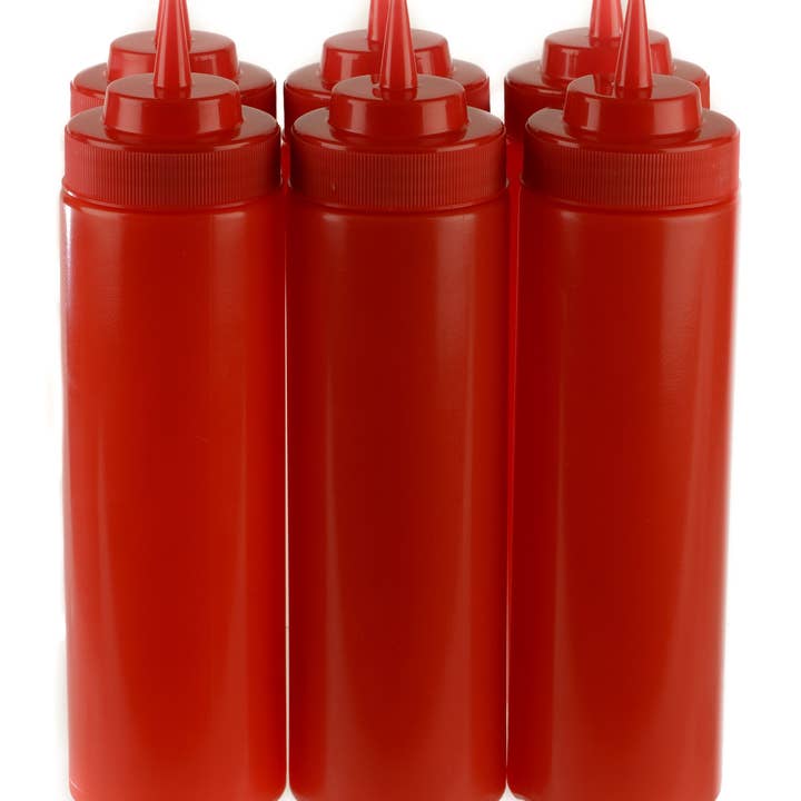 EcoQuality - Wholesale Food storage container - 24 Oz Red Plastic Condiment Squeeze Bottles Squirt Bottle fo2