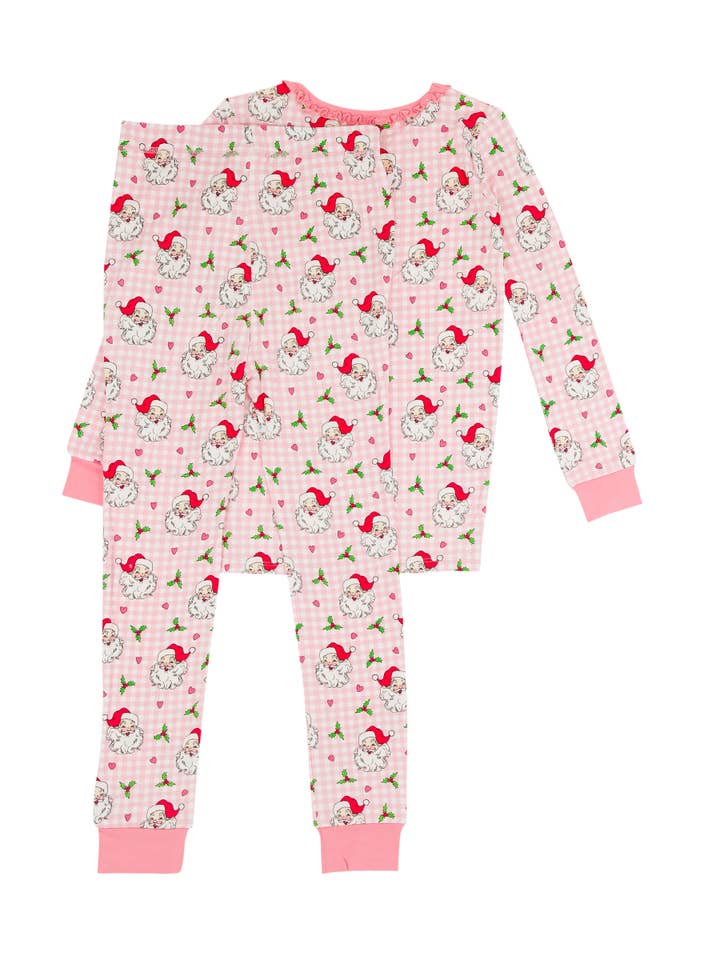 Girls Pink Dear Santa Bamboo Viscose Ruffle Long Sleeve Pajama Set
for wholesale on Faire