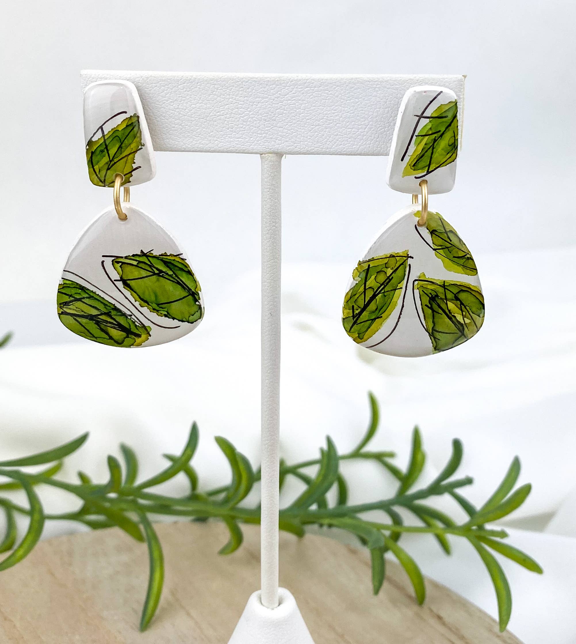 Light Shine - Wholesale Dangle Earrings - Hand Painted Sketchy Flower Clay Earring | Statement Drop1