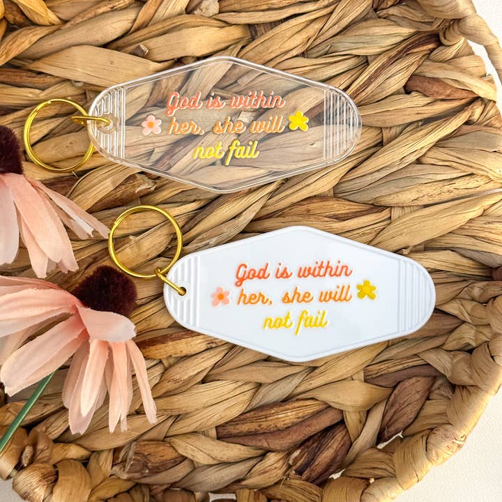 Grow in Grace - Wholesale Keychain - Women's - God is within her, she will not fail motel keychain
