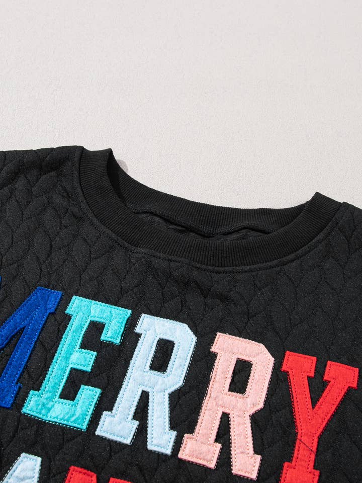 Suhkasana - Wholesale Sweatshirt - Women's - White LUCKY Chenille Embroidered Cable Knit Pullover Sweatshirt59