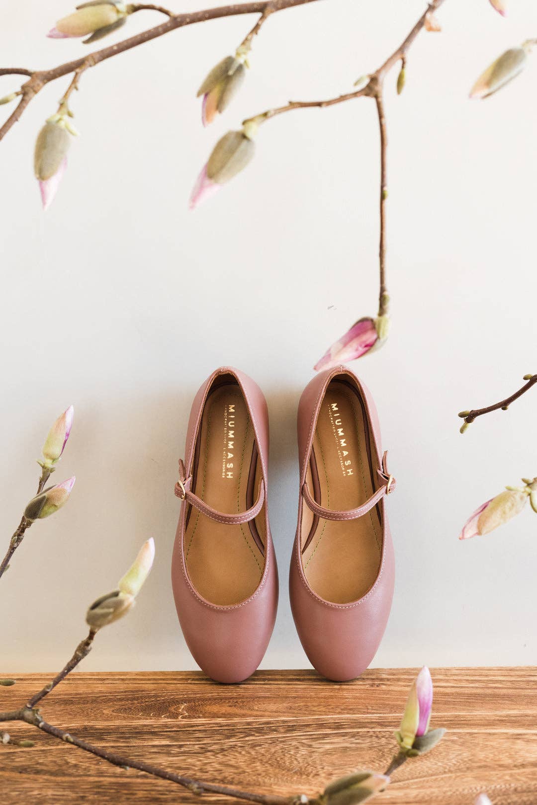 MIUMMASH DAMIAN TOMZIK - Wholesale Flats - Women's - Women's leather ballerinas - Mary-Jane - Dusty Pink 34-42