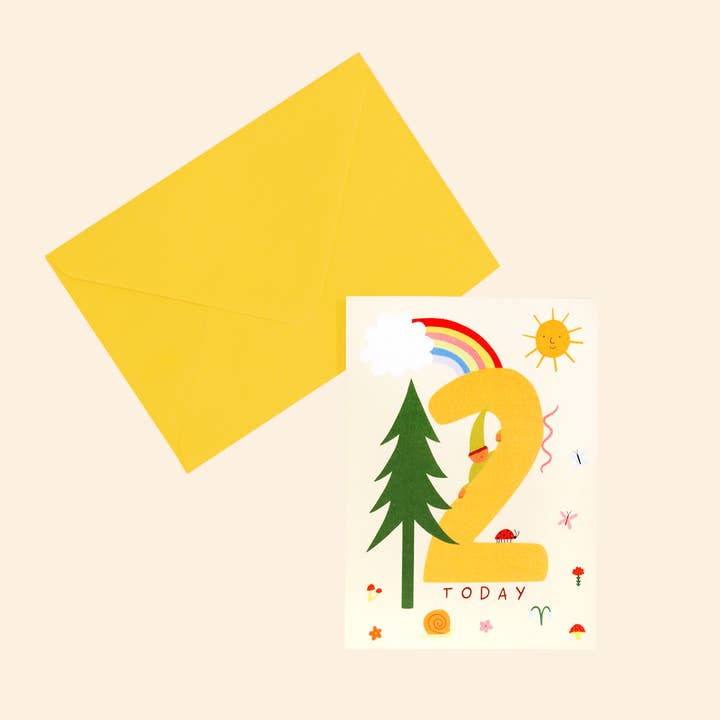 Little Black Cat Illustrated Goods – wholesale Birthday card – Age 2 Birthday Card | Number Card | Kids Birthday Card | Two1