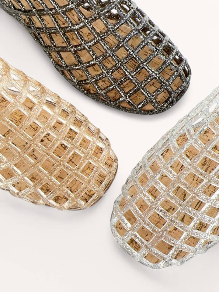 CCOCCI - Wholesale Sandals - Women's - METEOR-28 JELLY WOVEN MESH SLIP-ON FLAT SANDALS