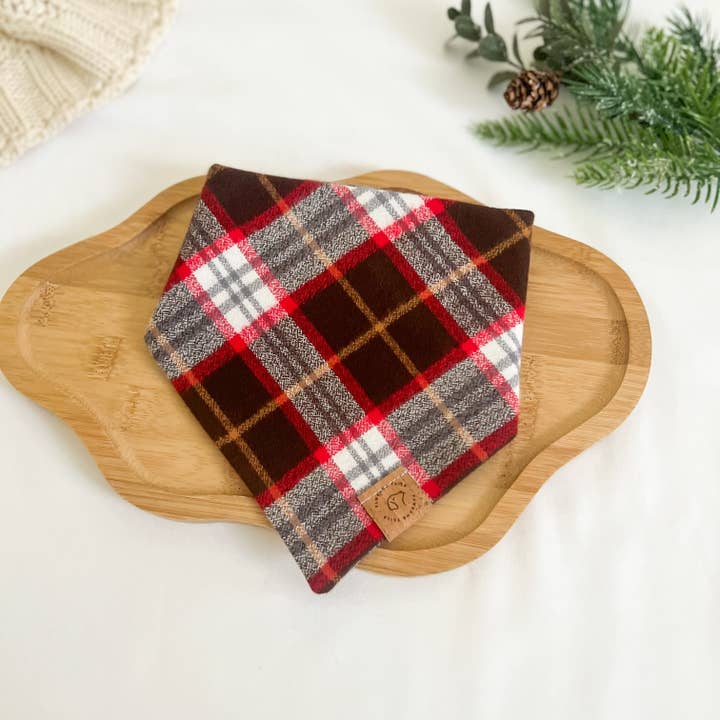 Woodland Plaid Flannel Bandana for wholesale by Pawsome Tails