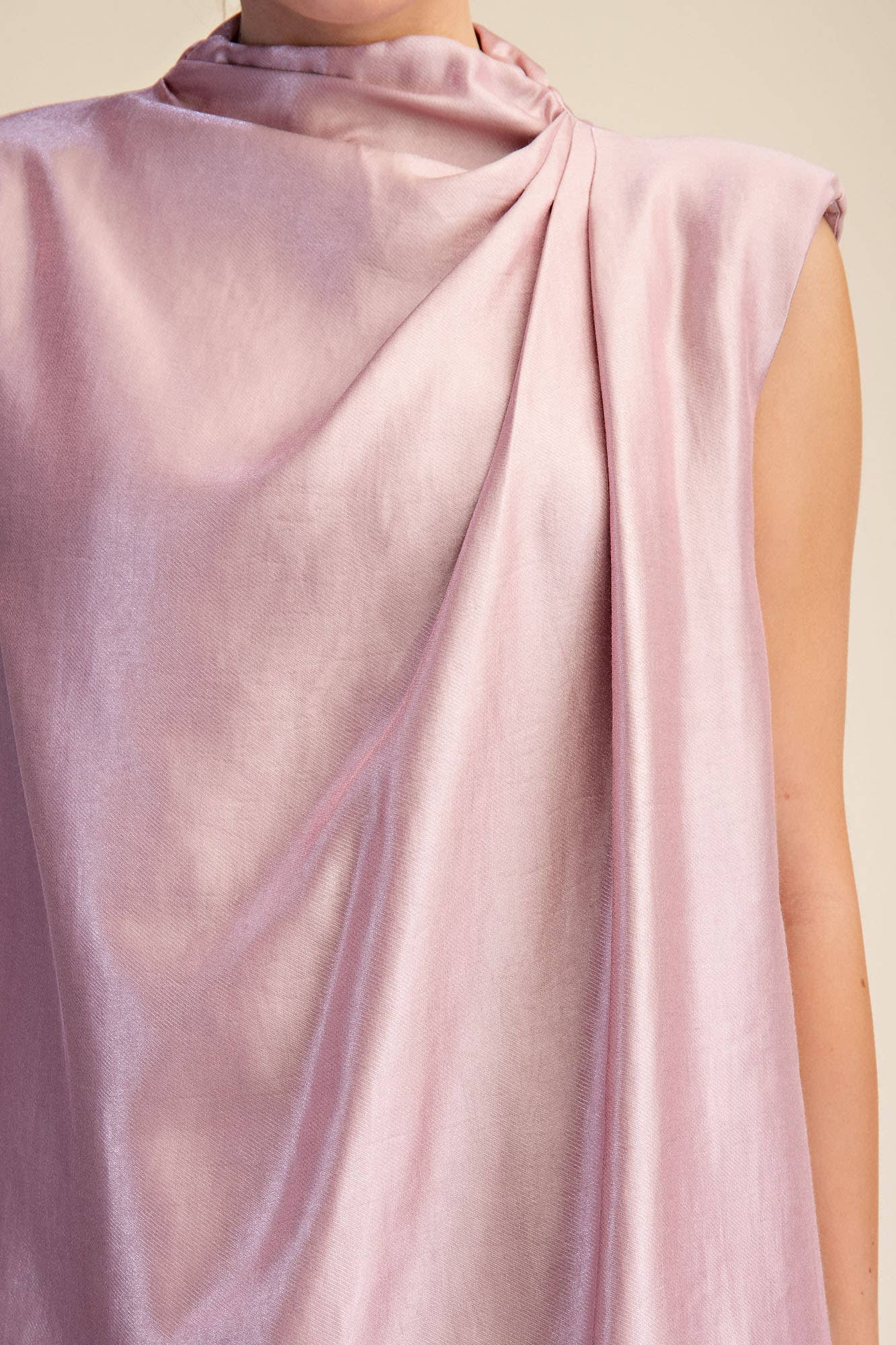 Glam - Wholesale Dress - Women's - Sleeveless Shoulder Pad Gathered Detail Mini Dress10