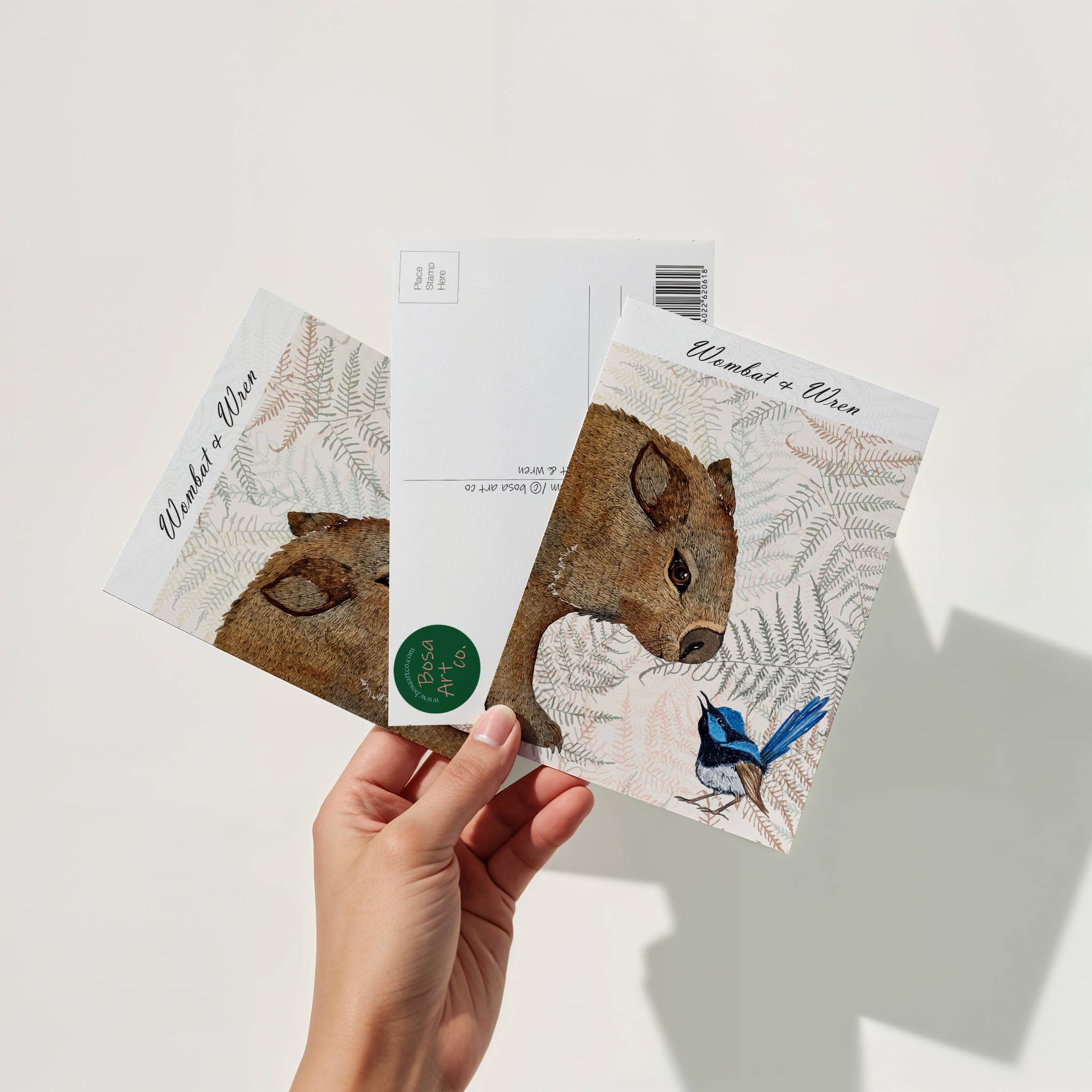 Bosa Art Co - Wholesale Postcard - Postcards of Australia - Wombat & Wren0